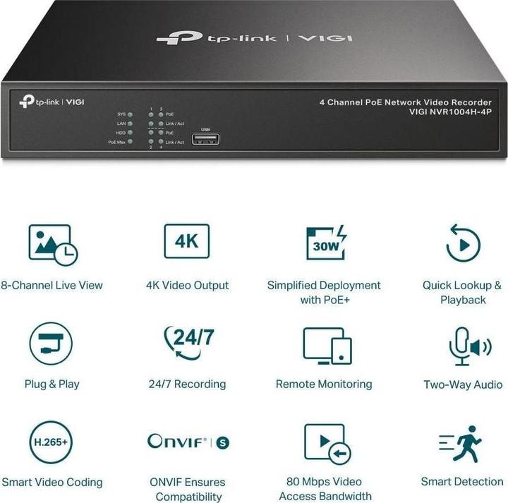 Immagine prodotto TP-Link VIGI NVR1004H-4P (Videoregistratore di rete (NVR))