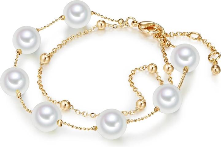 Lulu & Jane Damen Messing Muschelkernperle gelbgold - 29497 (18 cm, Messing)