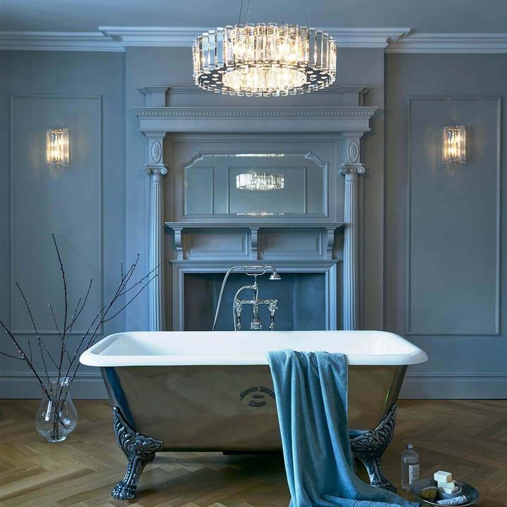 Actual product image Elstead Lighting Crystal Skye LED chandelier G9 8-fold 14cm chrome IP44 (53 cm)