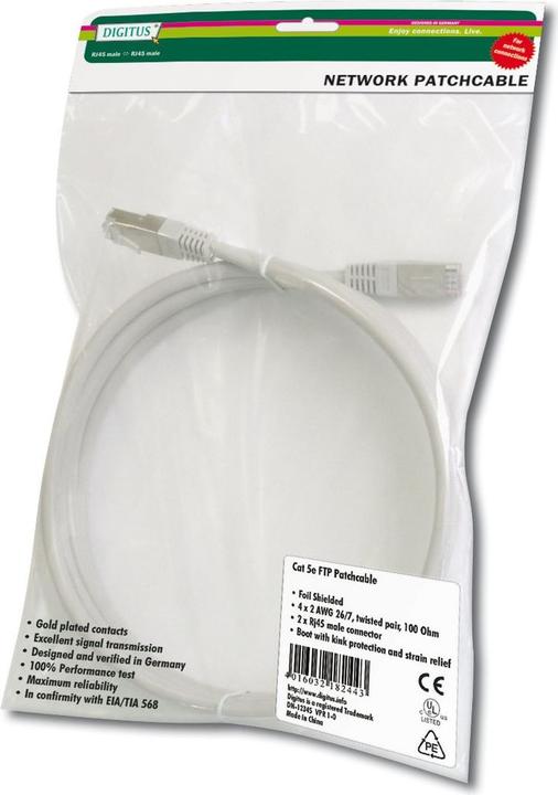 Image du produit Digitus CAT 5e F-UTP Câble patch Cu PVC AWG 26/7 Longueur 5 m Couleur gris (F/UTP, CAT5e, 5 m)