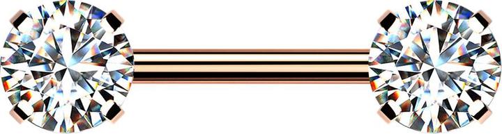 Produktbild Star Piercing Threadless Barbell rosegold front mit Kristall silber gefasst (ohne Messing, Chirurgenstahl 316L)