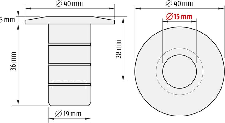 Actual product image Planet Floor closing troughs BM-R ø 15 (1 pcs.)
