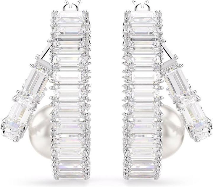 Actual product image Swarovski x Ariana Grande Kreolen Kristallperle Baguette Schliff Weiss Rhodiniert (Swarovski Metal)