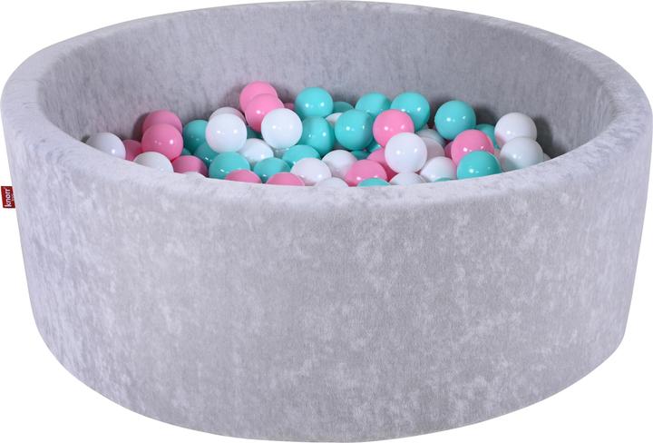 Knorrtoys Piscine à balles soft - "Grey" - 300 balles rose/crème/bleu clair
