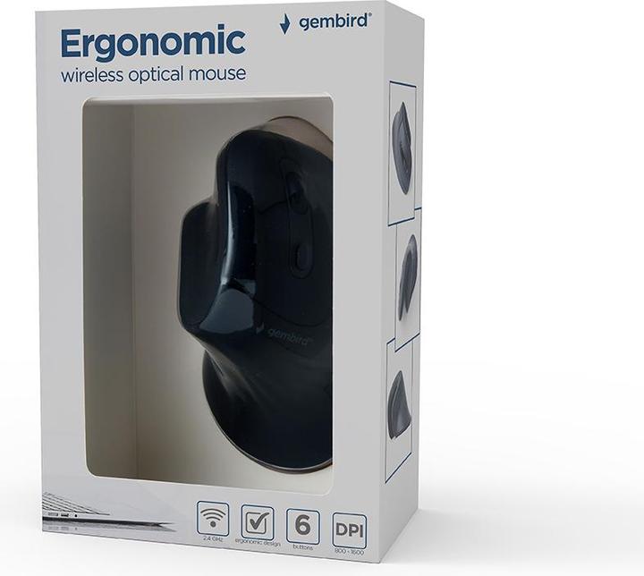 Actual product image Gembird Ergonomic mouse 6 buttons black (Wireless)