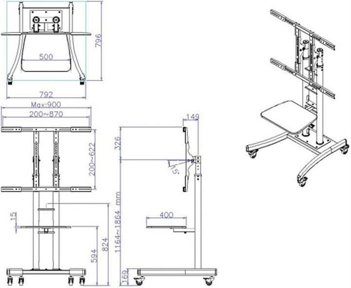 Produktbild Value LCD/TV-Rollständer (Universal, 100", 125 kg)
