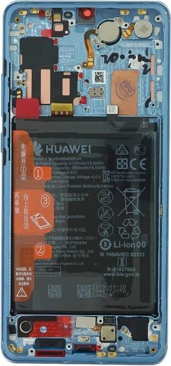Actual product image Huawei Display unit + frame + battery P30 Pro aurora blue 02352PGE (Rechargeable battery, Huawei P30 Pro)