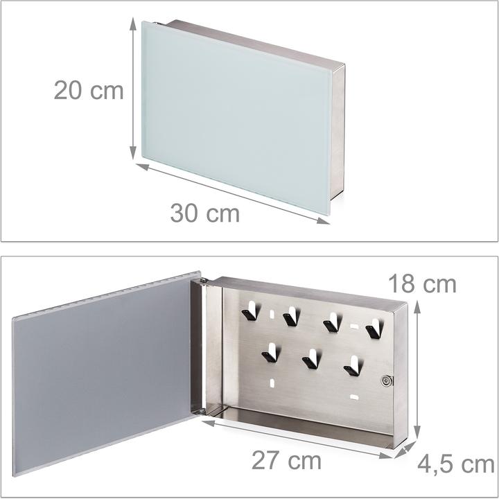 Produktbild Relaxdays Schlüsselkasten Glasmagnettafel (30 x 5.5 x 20 cm)
