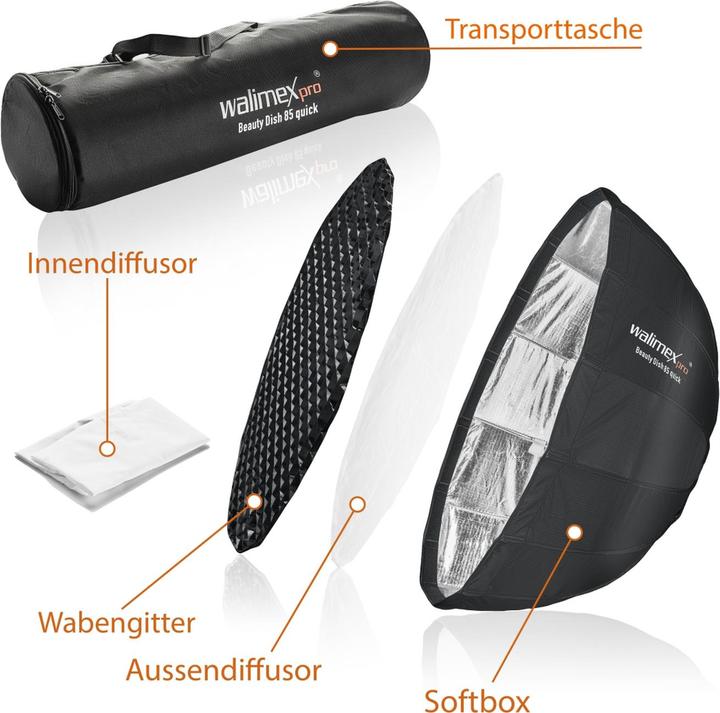 Produktbild Walimex pro pro Studio Line Beauty Dish QA85 (Beauty Dish, 85 cm)