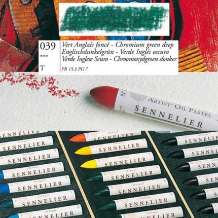Actual product image Sennelier Oil Pastel Standard Size Vert Anglais Fonce 39 (Chromium green, 1 x)