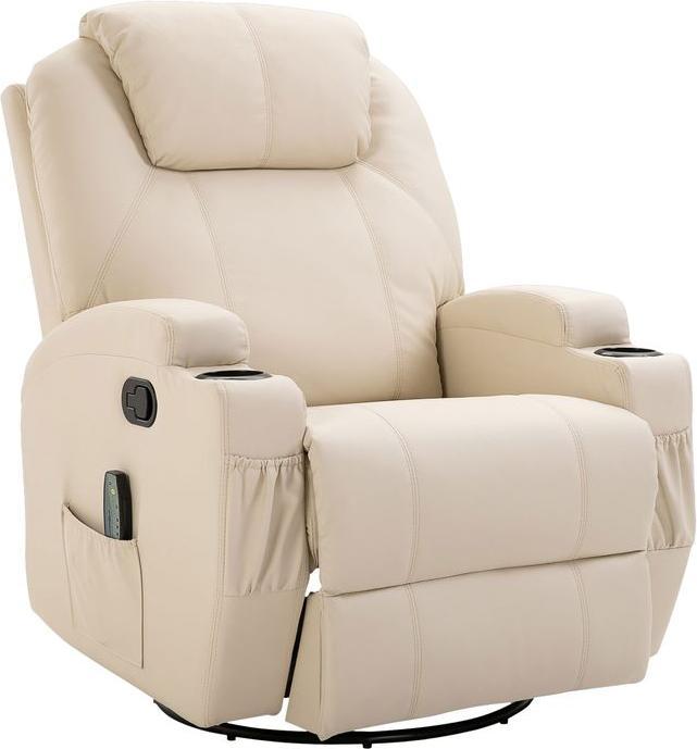 Swisshandel24 Relaxsessel mit Liegefunktion Massagesessel elektrisch 5 Massage-Modi Kunstleder Holz Metall Schaums