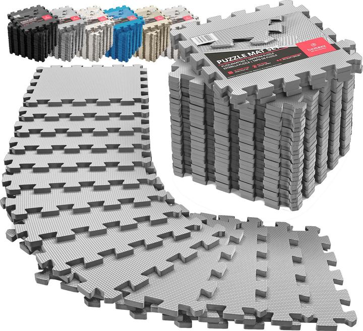 BeMaxx Schützendes Puzzle-Mattenset, 18 Stück Grau (1 cm)