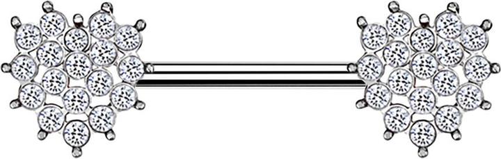 Actual product image Star Piercing Barbell silber Kristall gepflastertes Herz silber (Surgical steel 316L, Brass)