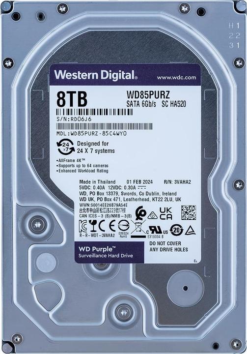 Actual product image WD Purple (8 TB, 3.5", CMR)