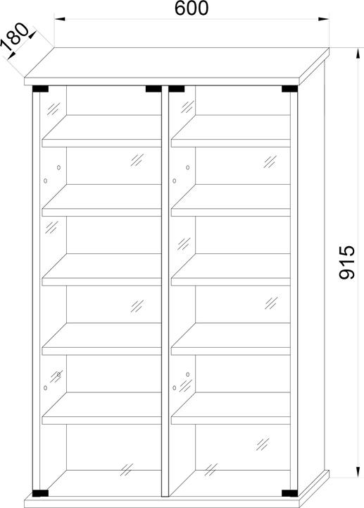 Nährwerte und Zutaten VCM Holz CD DVD Stand Regal Glastür Tilano L (60 x 92 x 18 cm)