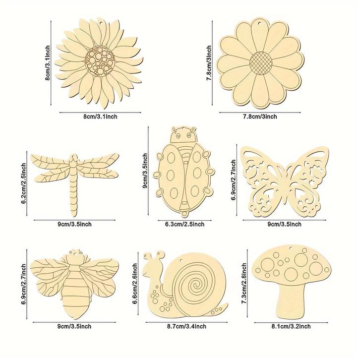 Produktbild Activity Board 32pcs hölzerne Ausschnitte Schmetterling Holzscheiben, Handwerk Kits, Holzausschnitte