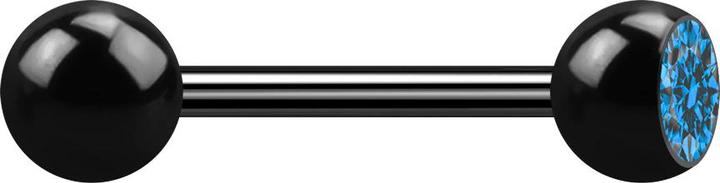 Image du produit Star Piercing Barbell noir avec boule et cristal bleu clair (sans laiton, Titane G23)