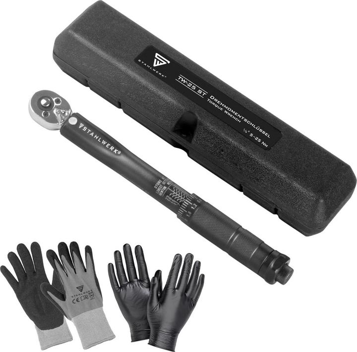 Stahlwerk Drehmomentschlüssel TW-25 ST 5-25 Nm 1/4“ Zoll Umschaltknarre (1/4", 5 Nm, 25 Nm)