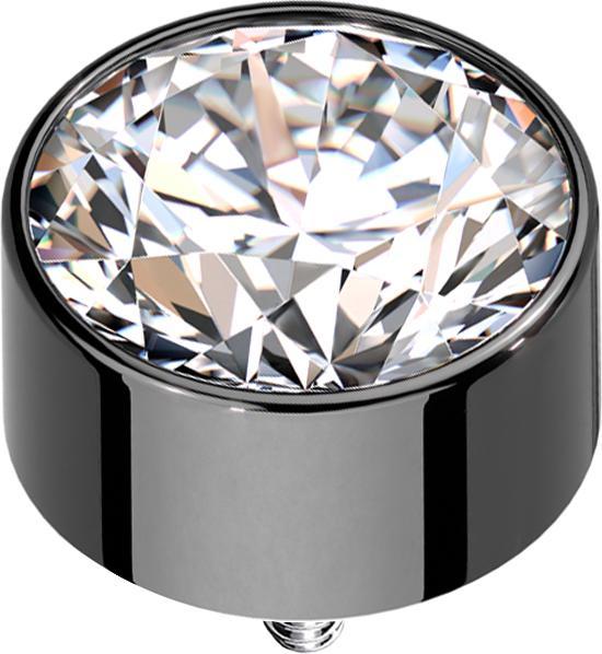 Immagine prodotto Star Piercing Cilindro ad ancora dermico alto nero con cristalli d'argento (Titanio G23, senza ottone)