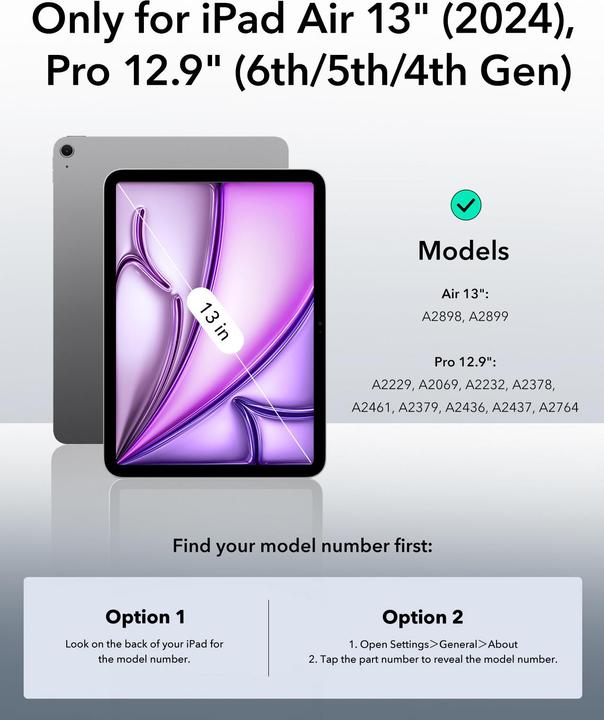 Actual product image ESR Rebound Magnetic Case (iPad Air 13 2024 (M2), iPad Pro 12.9 2020 (4. Gen), iPad Pro 12.9 2022 (6th Gen), iPad Pro 12.9 2021 (5th Gen))