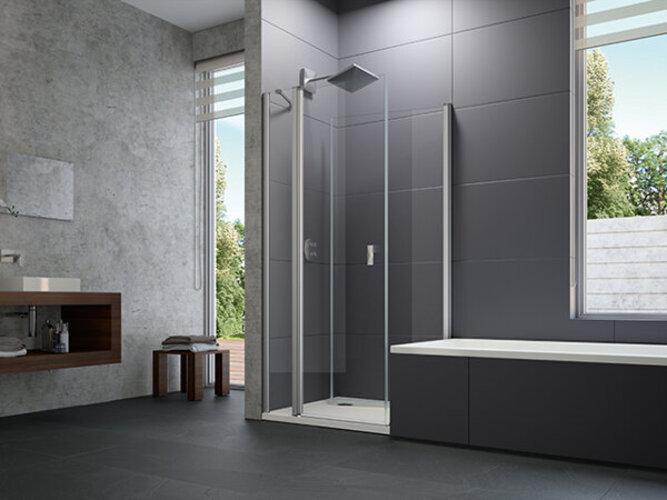 Actual product image Hüppe Design pure 4-corner movable side panel for swing door, width:75cm height:190cm, mounting left & (200 cm, 75 cm, 190 cm)