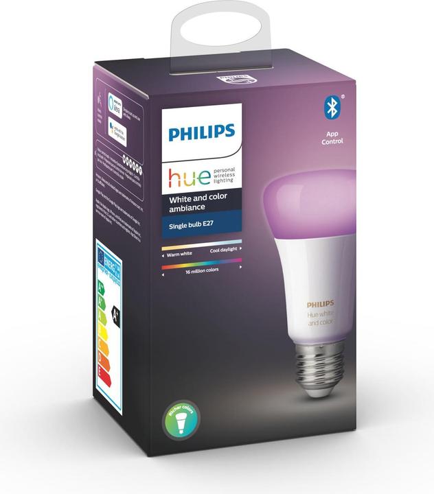 Produktbild Philips Hue White & Color Ambiance BT (E27, 6.50 W, 806 lm, 1 x, F)