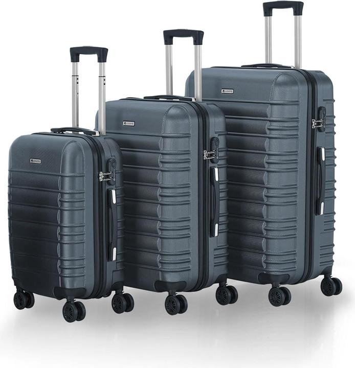 Produktbild Juskys 3-teilgies Hartschalen-Kofferset (120 l, M (50 - 90l), L (90 - 115l))