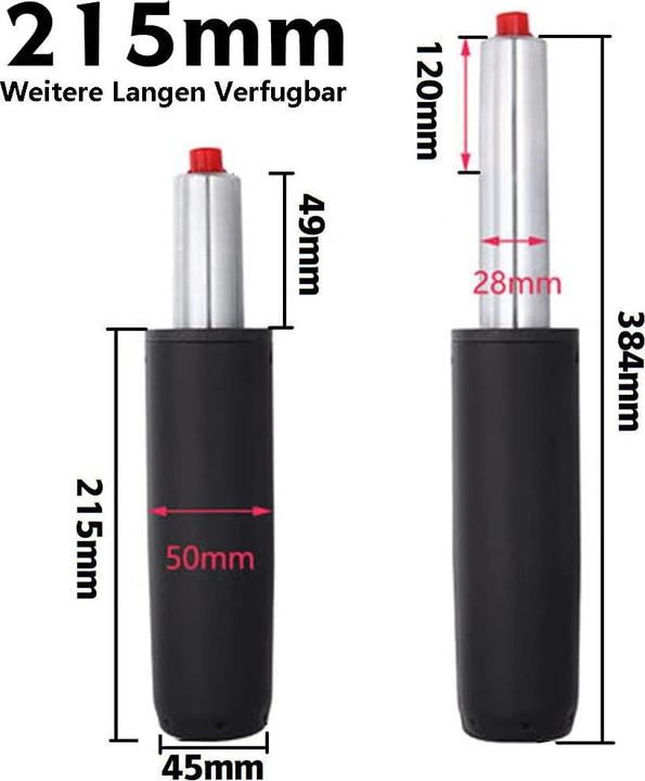 Image du produit Zrebzyr Vérin à gaz pour chaise de bureau 215mm, noir