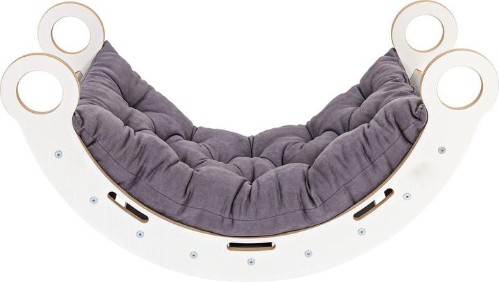 Actual product image Activity Board Medium Dream Rocker Weisses Holz & Leiter mit grauem Kissen