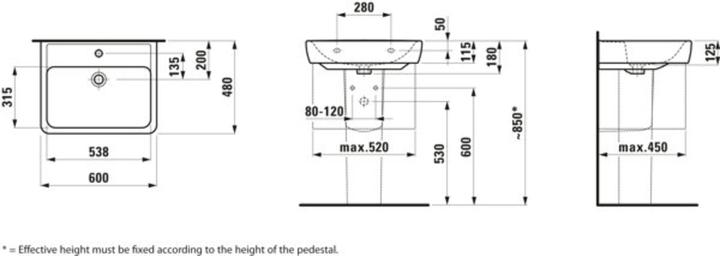Actual product image Laufen PRO washbasin (480 mm, 600 mm)