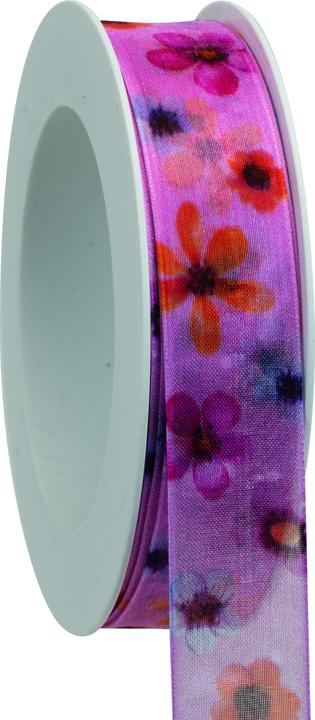 Produktbild Goldina Geschenkband Blumenfülle mit formstabiler Kante, 25 Millimeter x 20 Meter, pink (Geschenkband)
