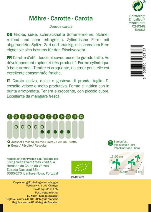 Immagine prodotto Living Seeds Carota, Nantes 2 (Semi di verdura)