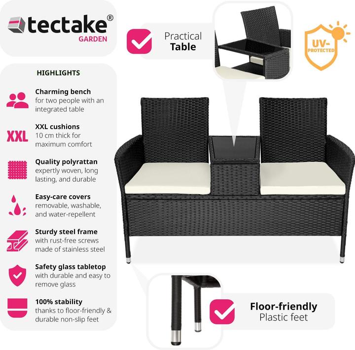 Immagine prodotto tectake Panchina da giardino in rattan