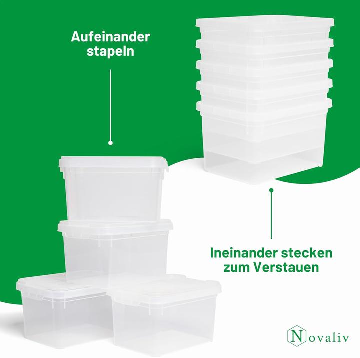 Produktbild Novaliv 6x Aufbewahrungsboxen mit Deckel klein 2 L transparente Nestbar stapelbare Plastikboxen mit (2 l)