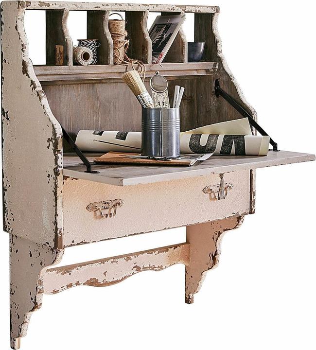 Image du produit Loberon Secrétaire mural Sandrine beige antique (60, 80, 22 cm)