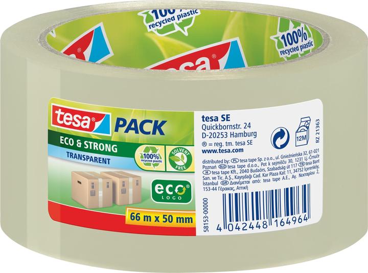 Image du produit tesa tesapack ECO & STRONG Ruban d'emballage - Ruban d'emballage écologique en plastique 100 % recyclé (50 mm)