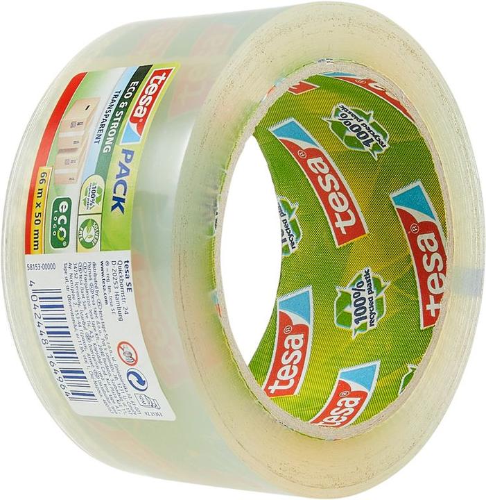 Image du produit tesa tesapack ECO & STRONG Ruban d'emballage - Ruban d'emballage écologique en plastique 100 % recyclé (50 mm)