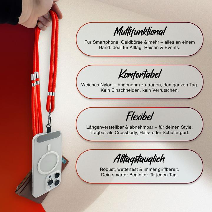 Produktbild Nalia HoldMe Lanyard Handykette – Universal Trageband für Smartphones - Verstellbar, Soft & Elastisch