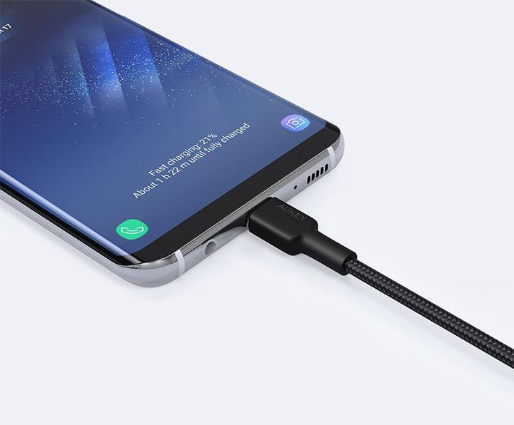 Actual product image Aukey Braided Nylone USB 2.0 to USB-C Cable 0.9m (0.90 m, USB 3.2 Gen 1)