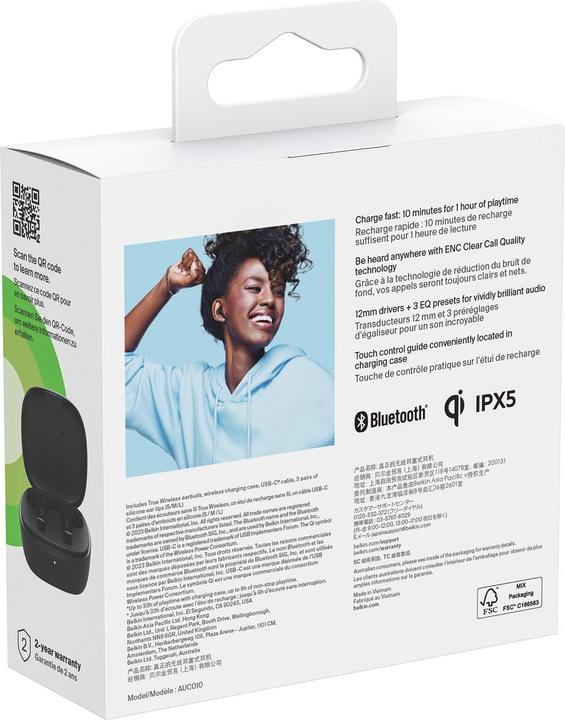 Produktbild Belkin SOUNDFORM Motion True Wireless Earbuds (ANC, 9 h, Kabelgebunden)