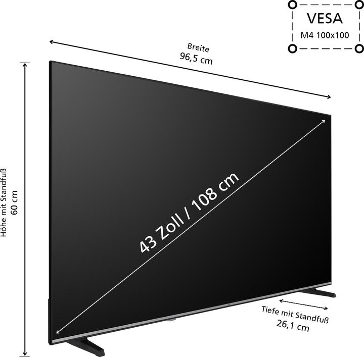 Produktbild JVC Fernseher 43 Zoll Smart TV VIDAA LT-43VDF5455 Full HD Fernseher, HDR TV mit Triple-Tuner (43", LED, Full HD, 2025)