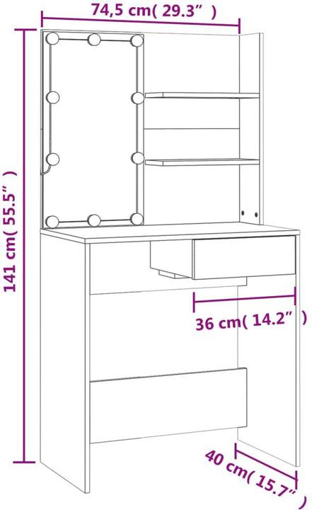 Immagine prodotto VidaXL Milakhna (74,5 x 40 x 141 cm)
