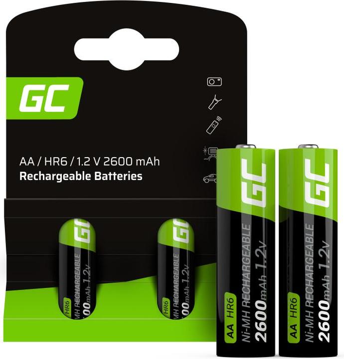 Produktbild GreenCell GR05 - Wiederaufladbarer Akku - AA - Nickel-Metallhydrid (NiMH) - 1,2 V - 2 Stüc (2 Stk., AA, 2600 mAh)
