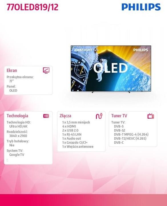 Produktbild Philips Ambilight 77OLED819 4K OLED Smart TV (77", OLED, 4K)