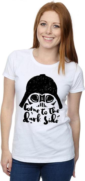 Actual product image Star Wars Womens/Ladies Darth Vader Come To The Dark Side Sketch Cotton T-Shirt (L)