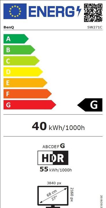 Label énergétique BenQ Sw271 (3840 x 2160 pixels, 27")
