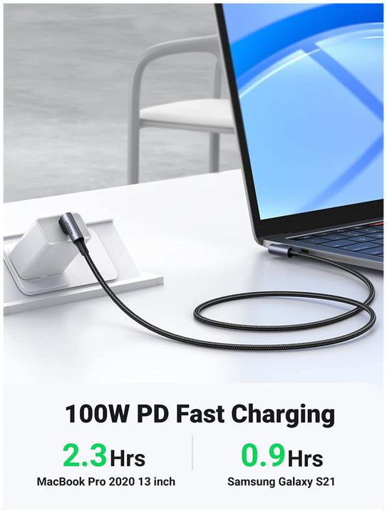 Image du produit Ugreen Câble de données USB-C 2.0 coudé vers USB-C 2.0 coudé 5A (2 m, USB 2.0)