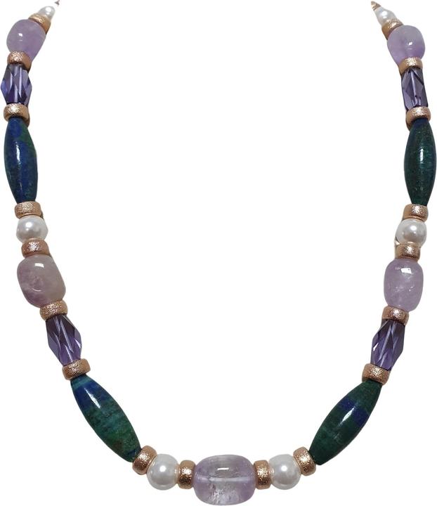 L'Officiel Collana multicolore agate verdi e ametista