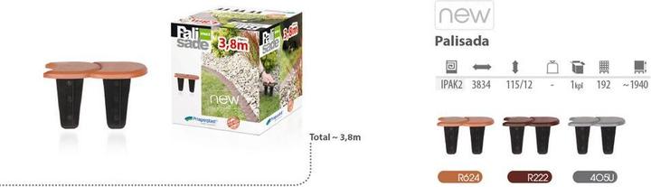 Prosperplast Flache Gartenpalisaden-Steinkugel 12 cm x 3,8 m (IPAK2-405U) (383.40 cm)