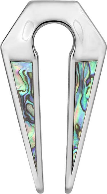Actual product image Star Piercing Ohrgewicht Schlüsselloch silber zwei Spitzen mit Abalone (without brass, Surgical steel 316L)
